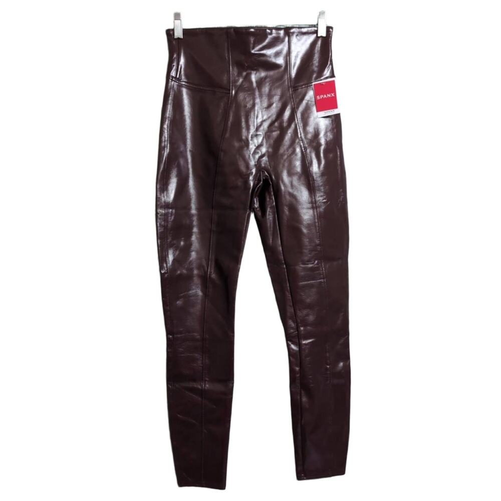 NWT SPANX Ruby High-Waisted Faux Patent Leather Glossy Chic Leggings M